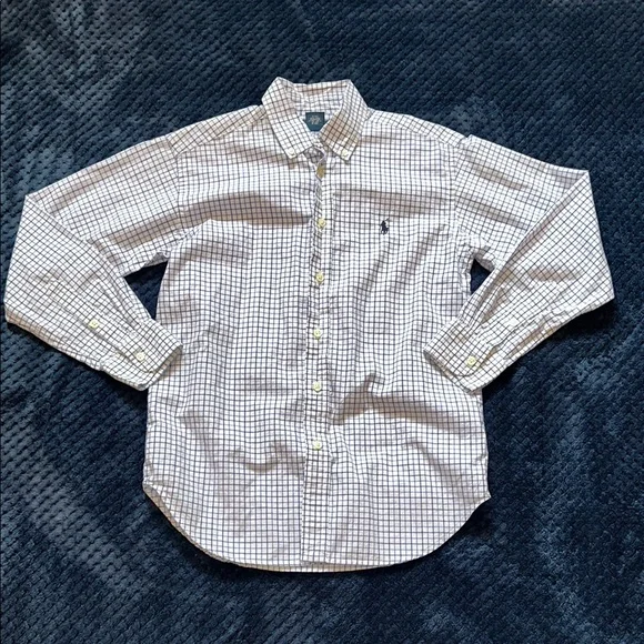 Ralph Lauren Kids Blue Gingham Dress Shirt Size YM - Picture 1 of 9